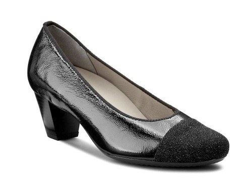 Ara - Classic Black Leather Medium Heel Pumps