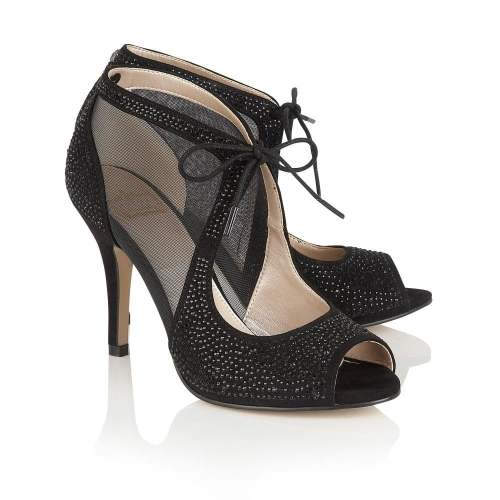 Lotus - Vanille Black Diamante Heels