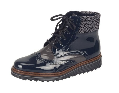 Rieker - Lace Up Navy Patent Boots