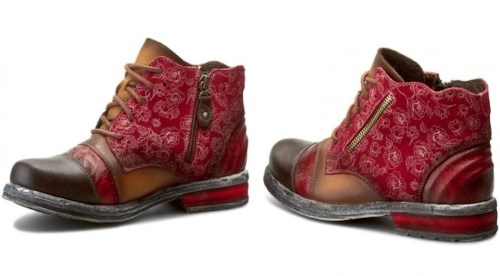 Maciejka - Amber Red Leather Ankle Boots